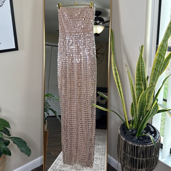 Oh Polly Amaya Embellished Bandeau Maxi Dress in Almond - Picture 5 of 8
